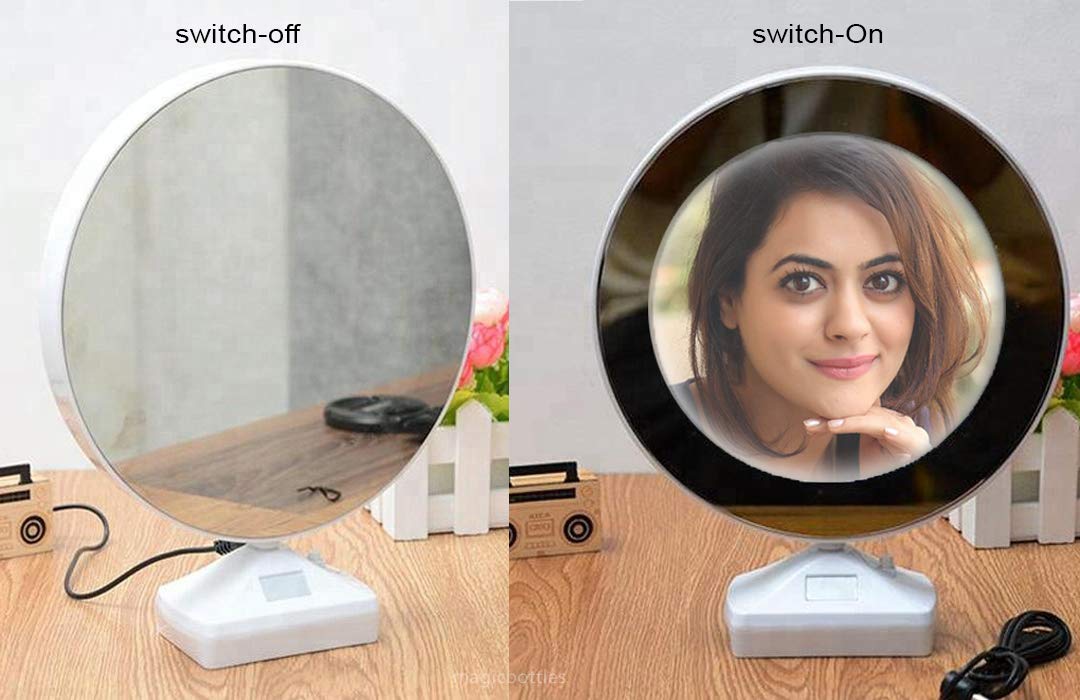 Customizable Round Shape Magic Mirror Photo Frame with LED