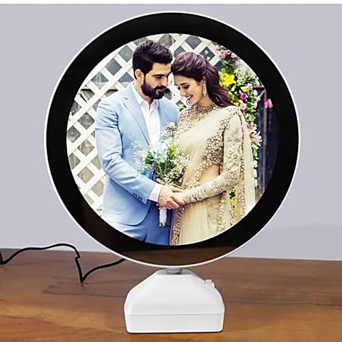 Customizable Round Shape Magic Mirror Photo Frame with LED