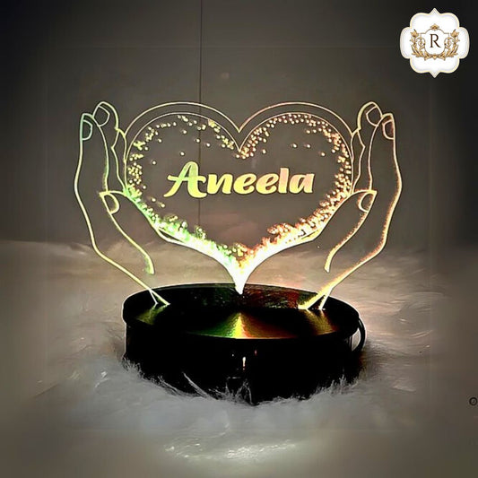 Heart In Hand Customised 3D illusion Lamp