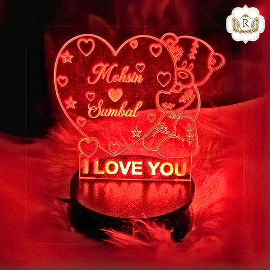031 -Teddy Bear Heart Customised Illusion Lamp