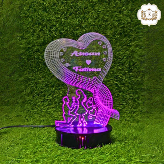 3D Boy & Girls Love Customised Illusion Lamp