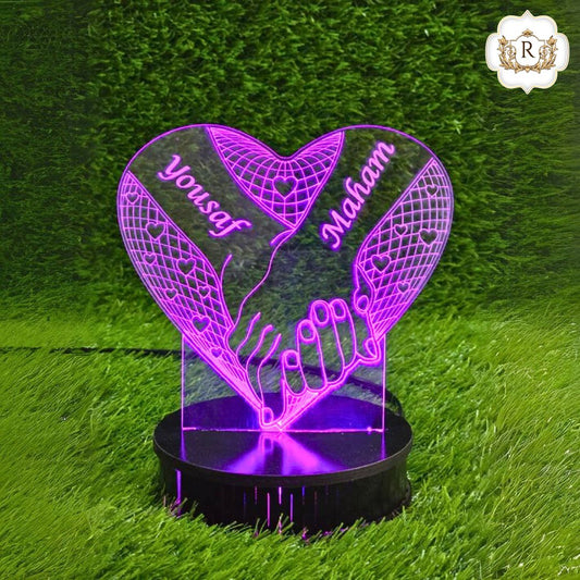 3D Love Hands Customised Illusion Lamp