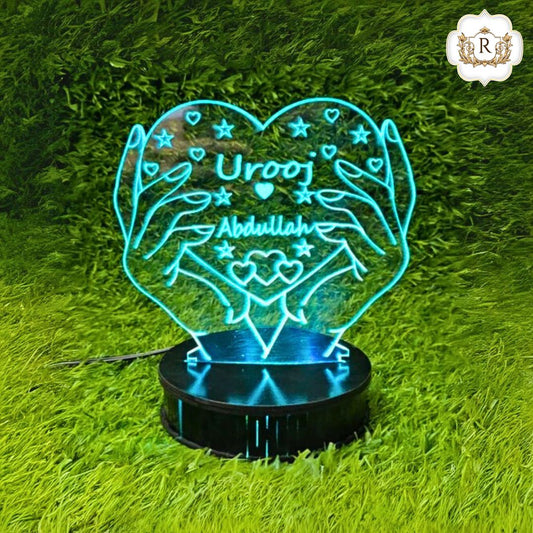 3D   Heart in Hand 2 Customised Illusion Lamp