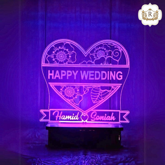 Happy Wedding Customised  illusion Lamp
