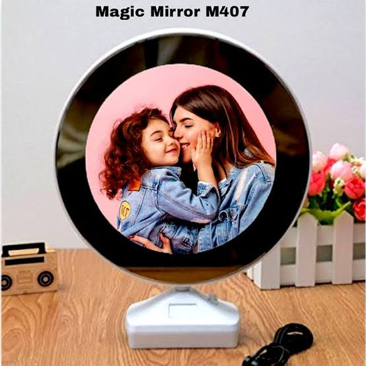 Customizable Round Shape Magic Mirror Photo Frame with LED