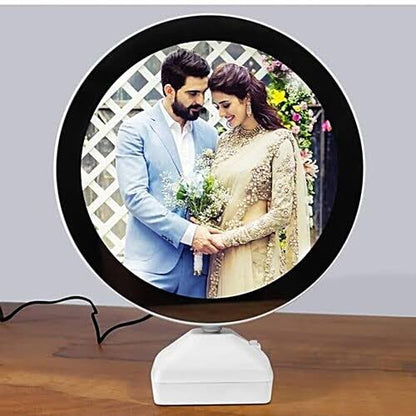 Customizable Round Shape Magic Mirror Photo Frame with LED