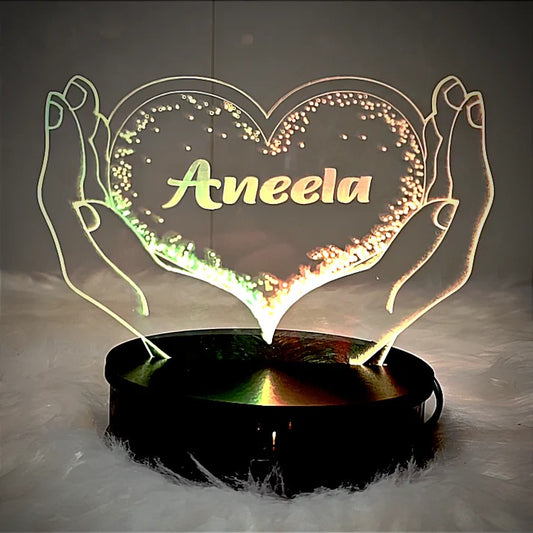 Heart In Hand Customised 3D illusion Lamp - REBOCH DECOR