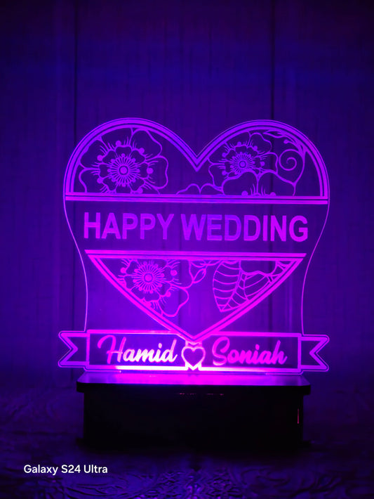 Happy Wedding Customised  illusion Lamp