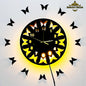 Butterflies Wooden Clock With Light - REBOCH DECOR