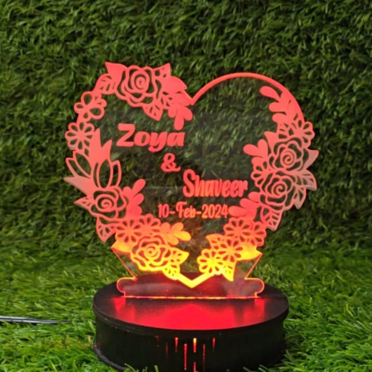 Flower Heart Customised Illusion Lamp - REBOCH DECOR