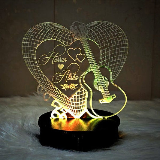 Guitar Shaped Customized Illusion Lamp - REBOCH DECOR