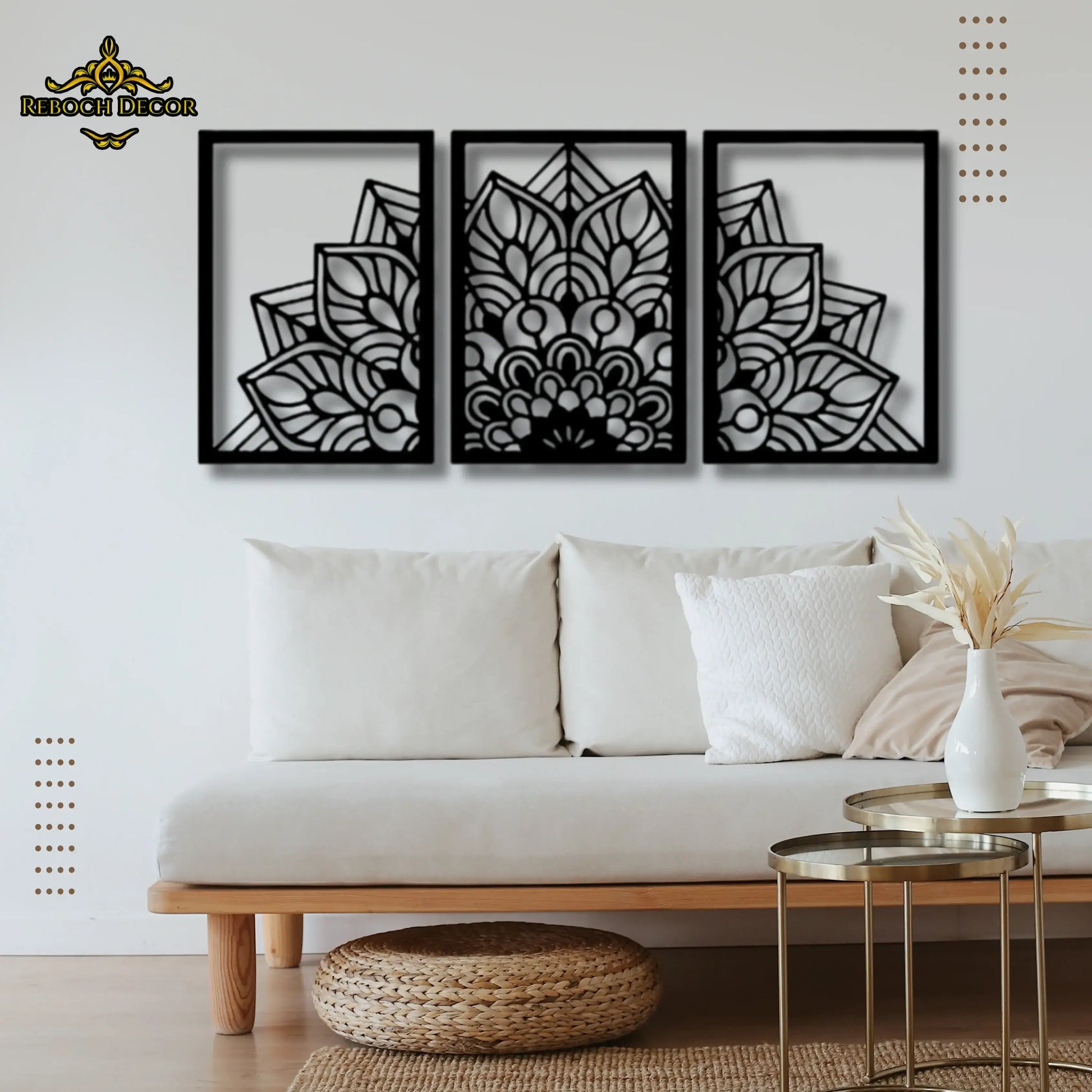 3D Deep Mandala Flower Wooden Wall Decor - REBOCH DECOR